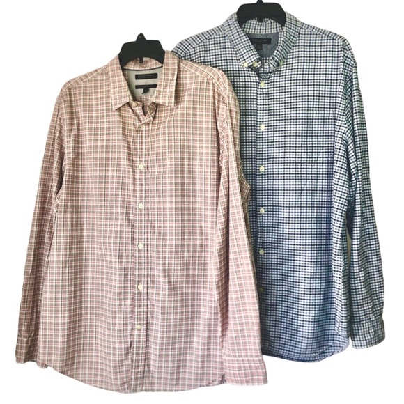 Banana Republic Other - Banana Republic Bundle of Two Slim Fit Cotton Button Shirts Checkered Size XL